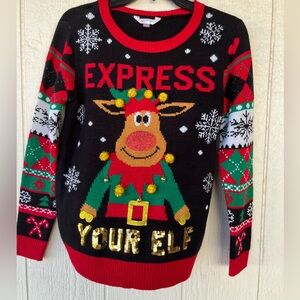 Express Your Elf Christmas Sweater M7-9